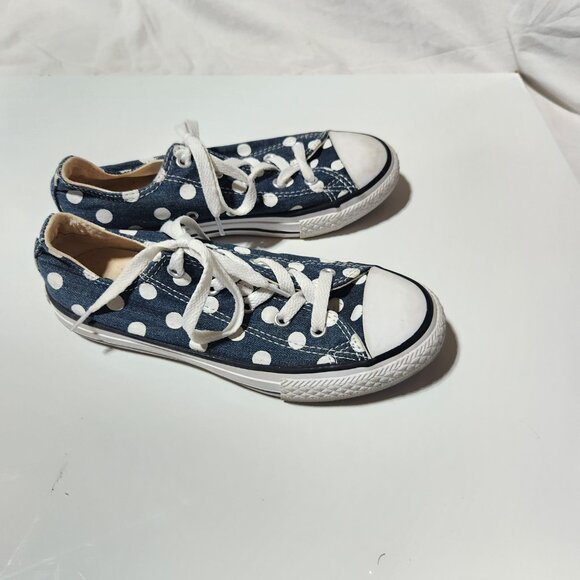 Converse All Star Girls Sneakers – Navy Polka Dot (Size 2) - Picture 2 of 9